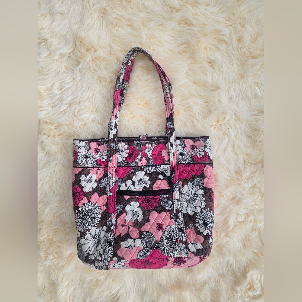 Floral Quilted Pink Tote Bag Vera Bradley Large Pink Brown